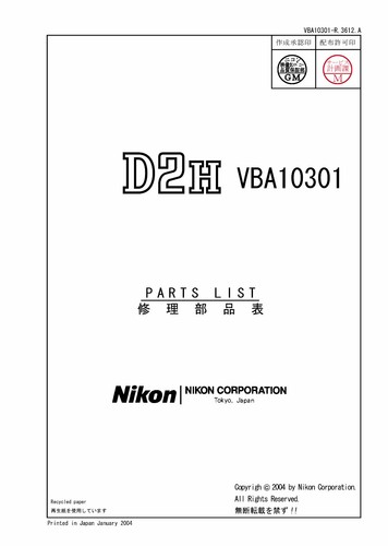 Nikon d2h camera parts catalog - nikon,